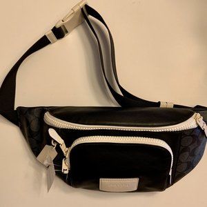 Coach Black Track Belt Leather/Canvas NEW w/tag